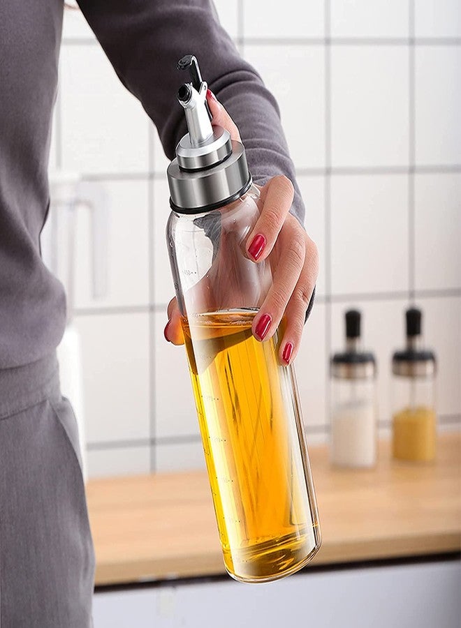 Baskety Olive Oil Dispenser Bottle Oil Cruet Glass,No Drip,Small Oil and Vinegar Dispenser, Lead-Free Glass Bottle for Oil Kitchen with Degree Scale 500 ml (Pack of 2 500ml D) - Image 4